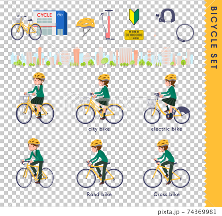 flat type school girl Green Blazer_bicycle-set flat type school girl Green Blazer_bicycle-set 74369981