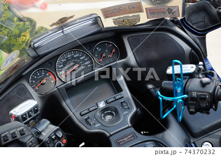 KUALA LUMPUR, MALAYSIA -FEBRUARY 25, 2017: Meter panels and handle bars of superbikes motorcycle during its owners gathering in Kuala Lumpur, Malaysia.  74370232