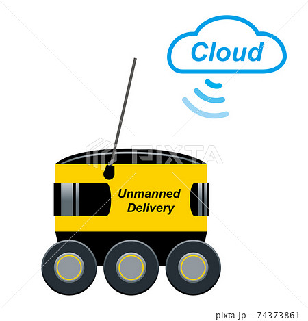 無人配達ロボット無人配送デリバリーのアイコン イラストカラーのイラスト素材