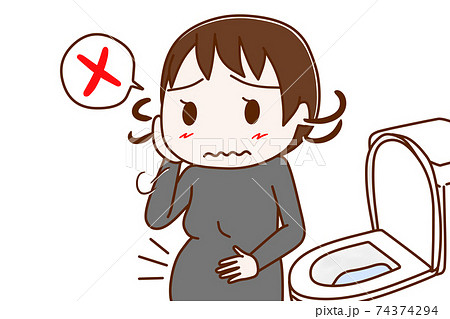 便秘でお腹がポッコリの妊婦 便秘でお腹がポッコリの妊婦 74374294