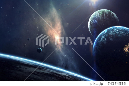 Deep space beauty, planets, stars and galaxies in endless universe. Elements of this image furnished by NASA 74374556