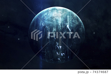 Realistic image of Uranus, planet of solar system. Educational image. Elements of this image furnished by NASA 74374687