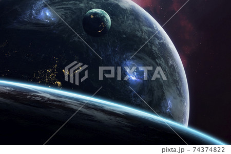 Space art, incredibly beautiful science fiction wallpaper. Endless universe. Elements of this image furnished by NASA 74374822