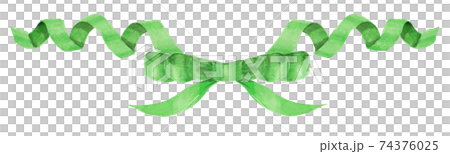 Watercolor illustration of green ribbon 74376025
