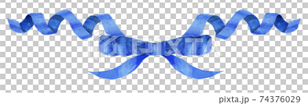 藍絲帶的水彩插圖 74376029