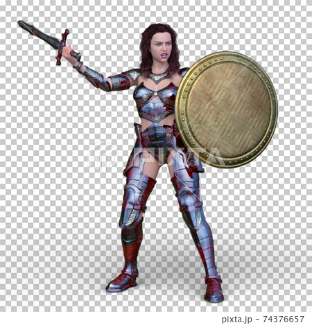 Fighting Female Warrior - Stock Illustration [74376657] - PIXTA