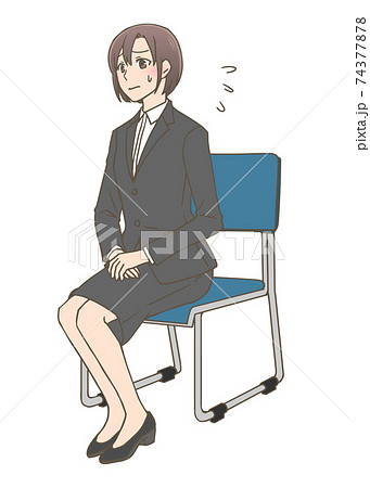 就職活動 面接する女性 斜めアングル 緊張 就職活動 面接する女性 斜めアングル 緊張 74377878