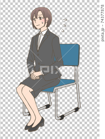 就職活動 面接する女性 斜めアングル 緊張 就職活動 面接する女性 斜めアングル 緊張 74377878