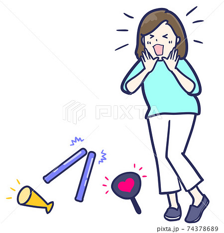 一生懸命声援を送る女性のイラスト 74378689