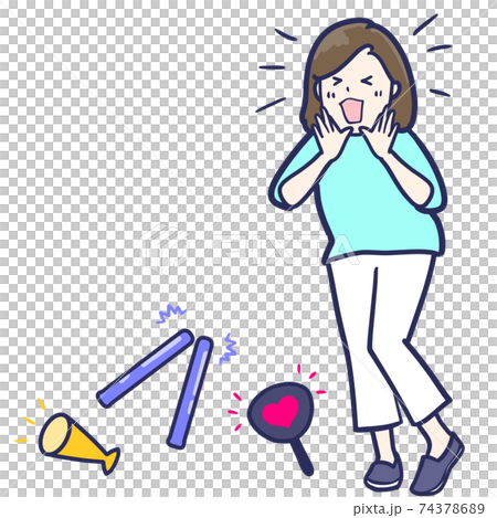 一生懸命声援を送る女性のイラスト 74378689
