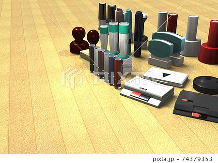 ハンコ　判子　印鑑　スタンプ類(3DCG) 74379353