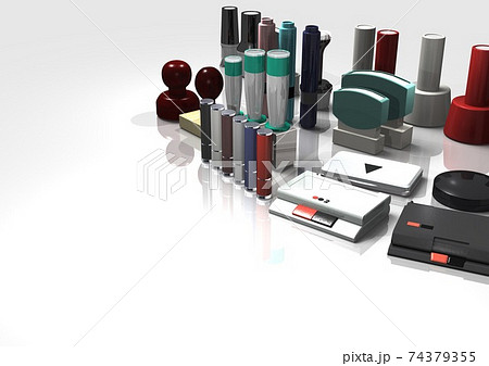 ハンコ　判子　印鑑　スタンプ類(3DCG) 74379355