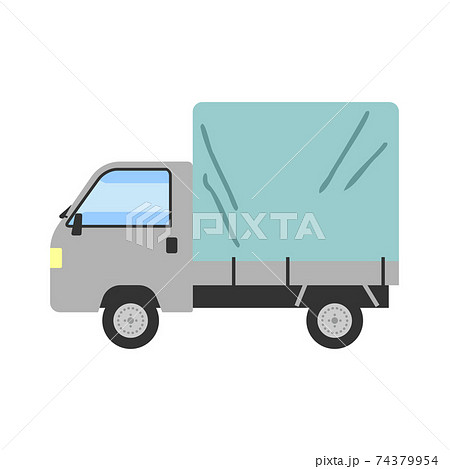 荷台をシートで覆った軽トラックのイラストのイラスト素材