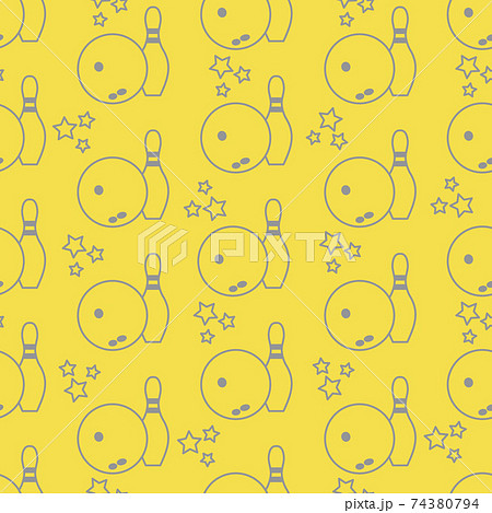 Seamless pattern with bowling pins and bowls. 74380794