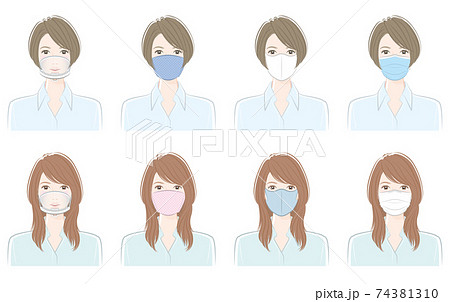 若い女性のイラスト. ウイルスの感染対策. 若い女性のイラスト. ウイルスの感染対策. 74381310