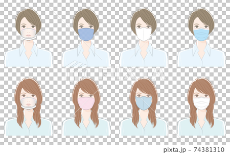 若い女性のイラスト. ウイルスの感染対策. 若い女性のイラスト. ウイルスの感染対策. 74381310