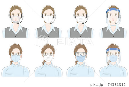 女性医療従事者のベクターイラスト ウイルスの感染対策 のイラスト素材