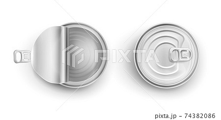 Round metal tin can for food top view Round metal tin can for food top view 74382086