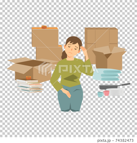 Illustration of a woman suffering from packing Illustration of a woman suffering from packing 74382473