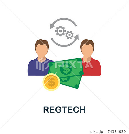 Regtech flat icon. Color simple element from fintech collection. Creative Regtech icon for web design, templates, infographics and more 74384029