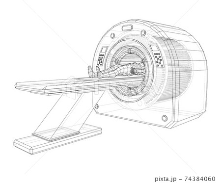 Female Patient Lying on a CT or MRI Scan. Vector Female Patient Lying on a CT or MRI Scan. Vector 74384060