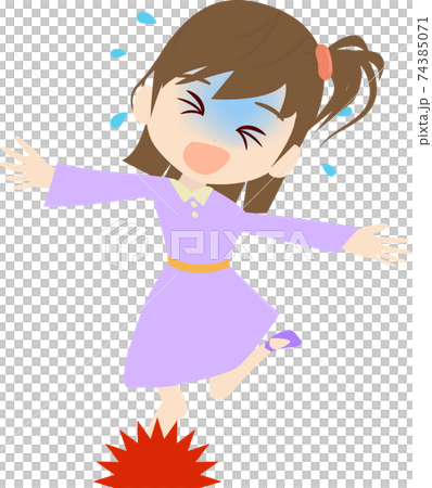 A child who is about to trip and fall A child who is about to trip and fall 74385071