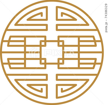 Chinese round frame and outline elements. Oriental decorations. 74386329