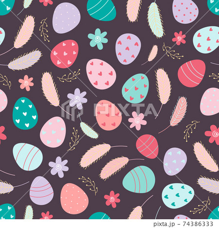 Decorated Easter eggs seamless pattern 74386333