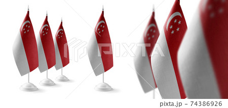 Set of Singapore national flags on a white background 74386926