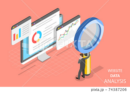 Website data analysis flat isometric vector. 74387206