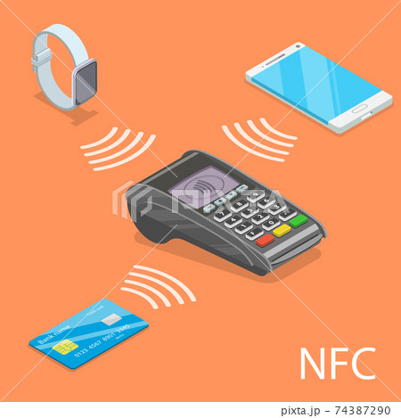 NFC isometric flat vector concept. 74387290