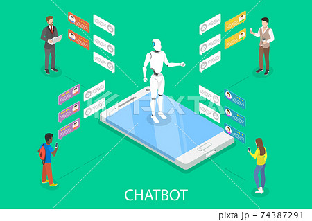 Chatbot flat isometric vector concept. 74387291