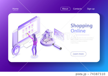 Shopping online flat isometric vector concept. Shopping online flat isometric vector concept. 74387310