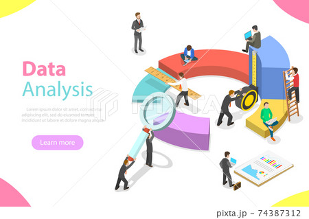 Data analysis flat isometric vector concept. Data analysis flat isometric vector concept. 74387312