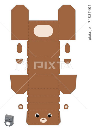 Party favor box bear design for for sweets, candies, small presents, bakery. Package template, great design for any purposes, birthdays, baby showers. Vector stock illustration. 74387402