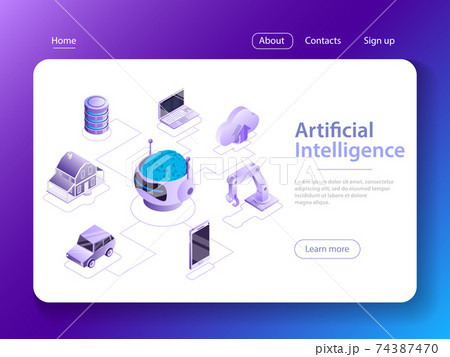 Artificial intelligence flat isometric vector concept. 74387470