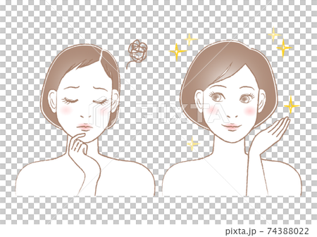 Women's Trouble Thin Hair Before After Illustration 74388022