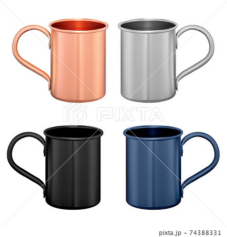 Metal mug. Copper travel cup. Coffee or tea pot Metal mug. Copper travel cup. Coffee or tea pot 74388331