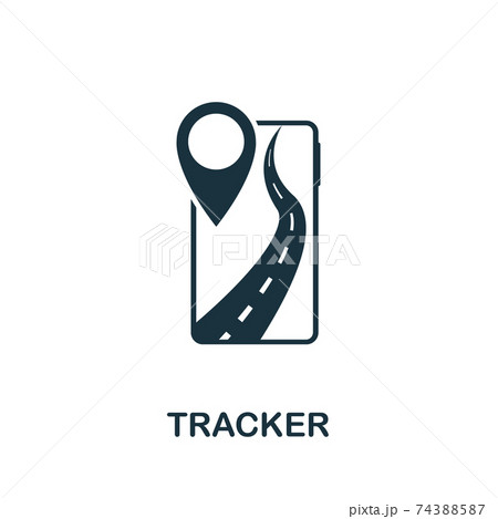 Tracker icon. Simple element from technology collection. Filled monochrome Tracker icon for templates, infographics and banners 74388587