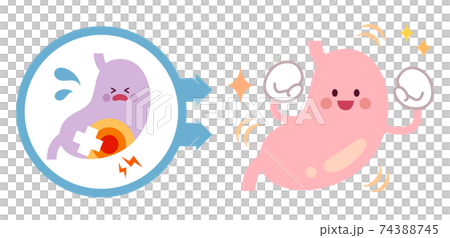 Before and after changing from an unhealthy stomach to a healthy stomach 74388745