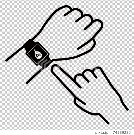 Vector illustration of checking the smartwatch on the arm Blood oxygen concentration 74389223