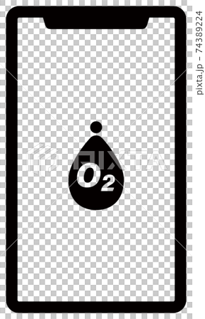 スマートフォンのベクターイラスト 血中酸素濃度アイコンのイラスト素材