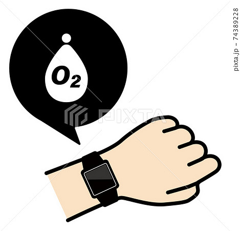 腕のスマートウォッチを確認する様子のベクターイラスト　血中酸素濃度 74389228