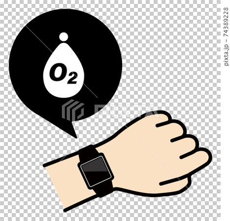 腕のスマートウォッチを確認する様子のベクターイラスト　血中酸素濃度 74389228