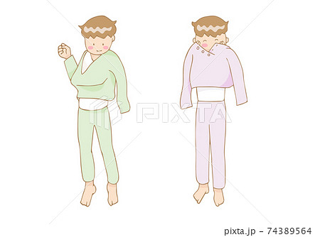 着替えをする子供のイラスト素材