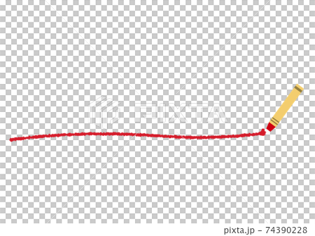赤いクレヨンと手描きのラインのイラスト素材