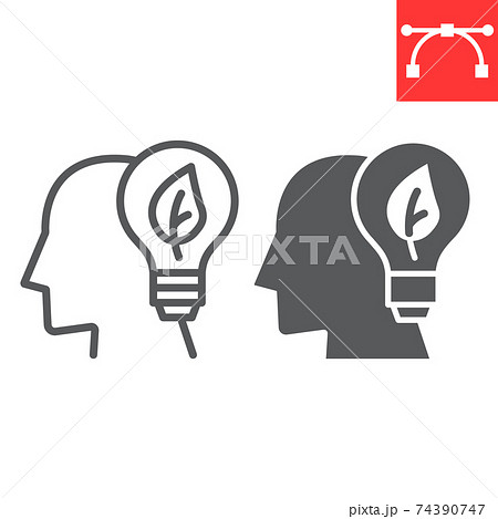 Think Green line and glyph icon, nature and ecology, green thinking sign vector graphics, editable stroke linear icon, eps 10. Think Green line and glyph icon, nature and ecology, green thinking sign vector graphics, editable stroke linear icon, eps 10. 74390747