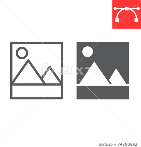 Photo gallery line and glyph icon, ui and button, picture sign vector graphics, editable stroke linear icon, eps 10. Photo gallery line and glyph icon, ui and button, picture sign vector graphics, editable stroke linear icon, eps 10. 74390882