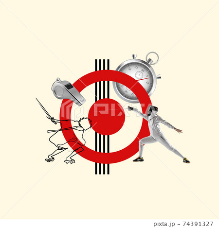 Modern design, contemporary art collage. Copyspace for design or text. 74391327