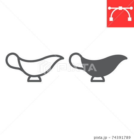 Gravy boat line and glyph icon, kitchen and bowl, sauce boat sign vector graphics, editable stroke linear icon, eps 10. Gravy boat line and glyph icon, kitchen and bowl, sauce boat sign vector graphics, editable stroke linear icon, eps 10. 74391789
